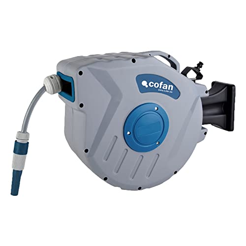 Cofan Enrollador Automático de Manguera |Para Jardín | Longitud 20 m | Diámetro 15 mm