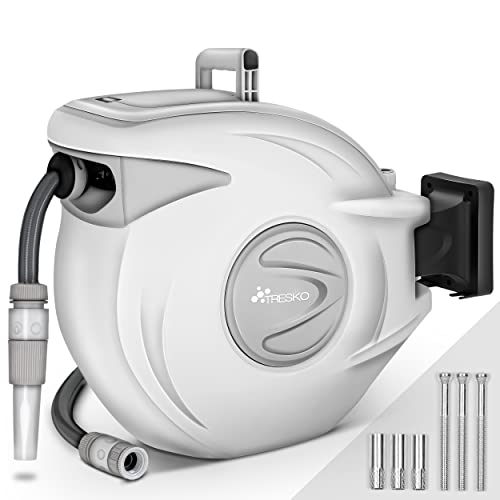 TRESKO® Carrete para Manguera 30+2m | Carro Enrollador de Manguera de Pared | con...
