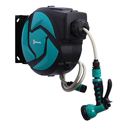 DURHAND Carrete para Manguera Retráctil 10m con Cabezal Multifuncional Sistema de...